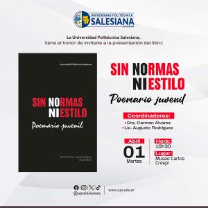 Afiche de la Presentación del libro: Sin normas, ni estilos poemario juvenil